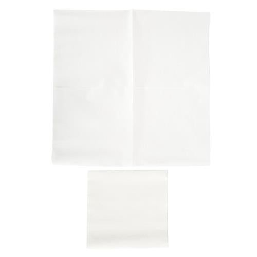 Right Choice 78000335 white beverage napkin showing unfolded 9 x 9 inch size and quarter-fold format