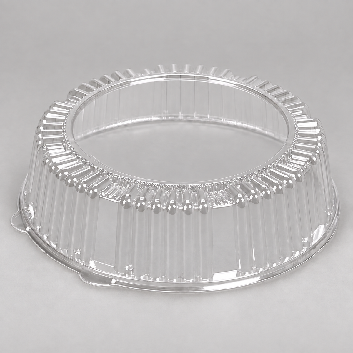 WNA A12PETDM clear PET dome lid showing ribbed sidewalls and snap rim