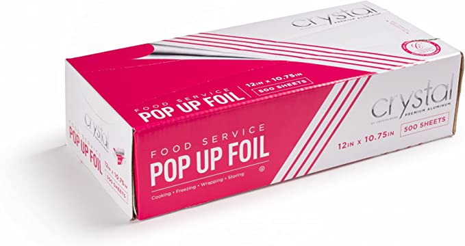 Crystalware Aluminum Foil Pop Up Sheets 12” x 10.75” 3,000/Case
