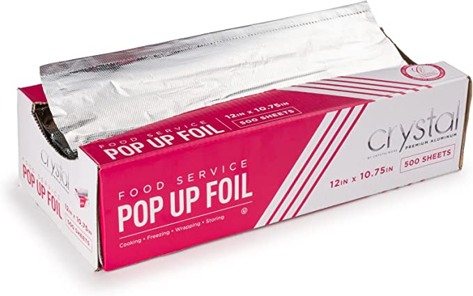 Crystalware Aluminum Foil Pop Up Sheets 12” x 10.75” 3,000/Case