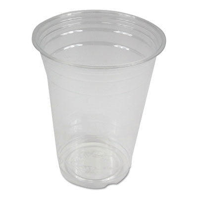 16 oz clear PET plastic cold drink cup – front view, bulk case of 1,000, recyclable food‑service cup.