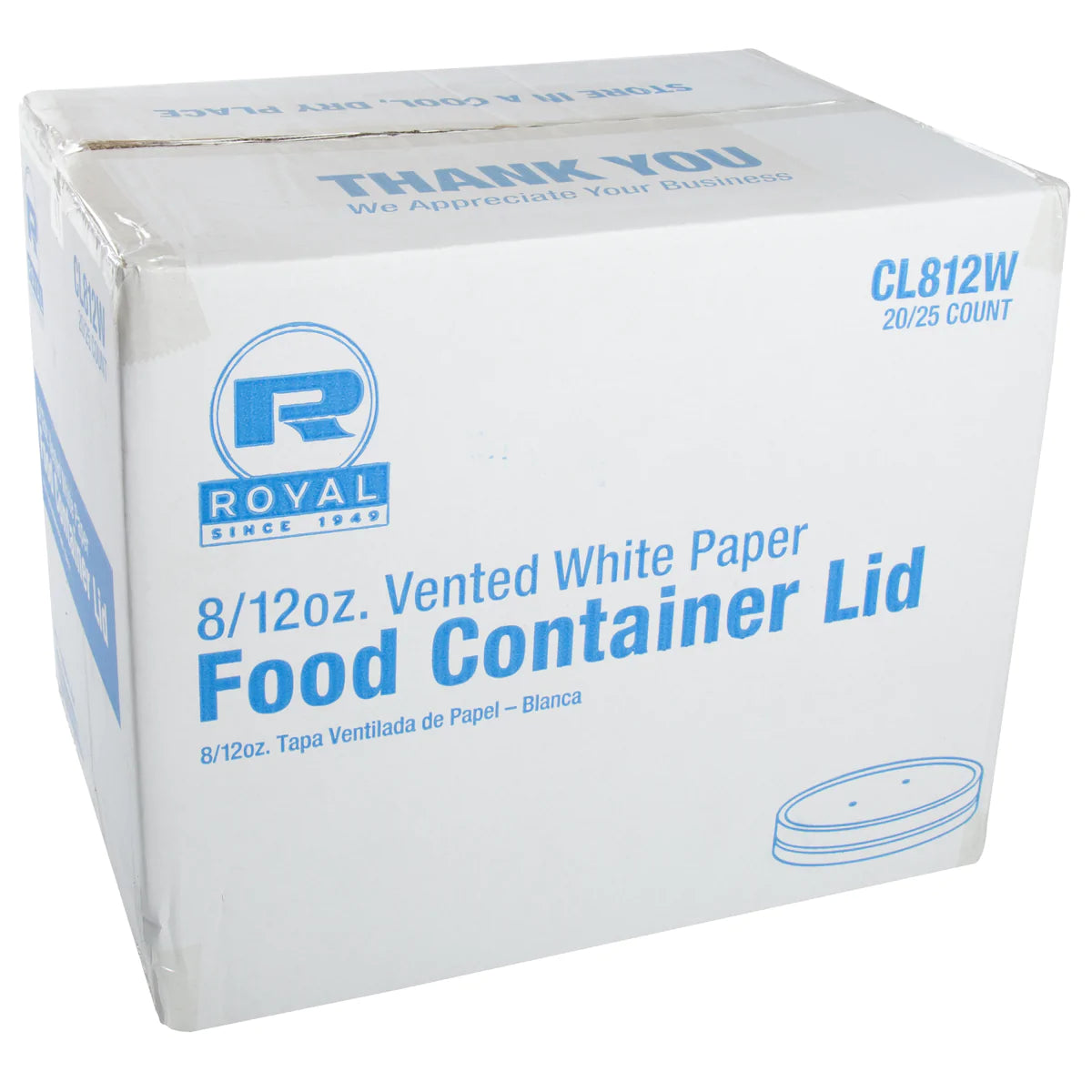 Amercare Royal 8oz-12oz White Vented Paper Lid, 500/Case