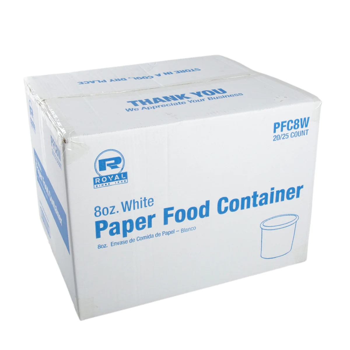 Amercare Royal 8oz White Paper Food Containers, 500/Case