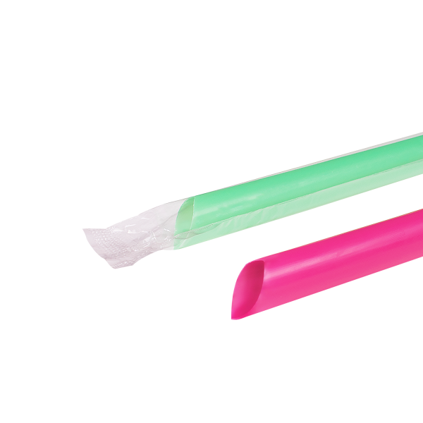 9'' Boba Straws (10mm) Poly Wrapped - Mixed Colors - 2,400 ct