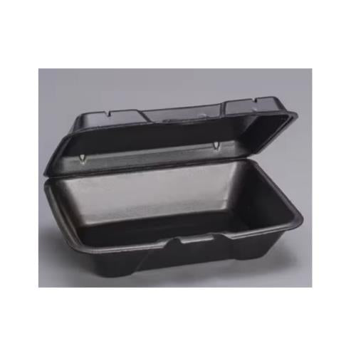 Genpak 9x6x3 Black Vented Foam Hinged Container, 200/Case