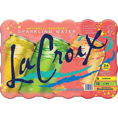 LaCroix Sparkling Lemon, Lime, and Pamplemousse Variety Pack, 24 pk./12 oz.