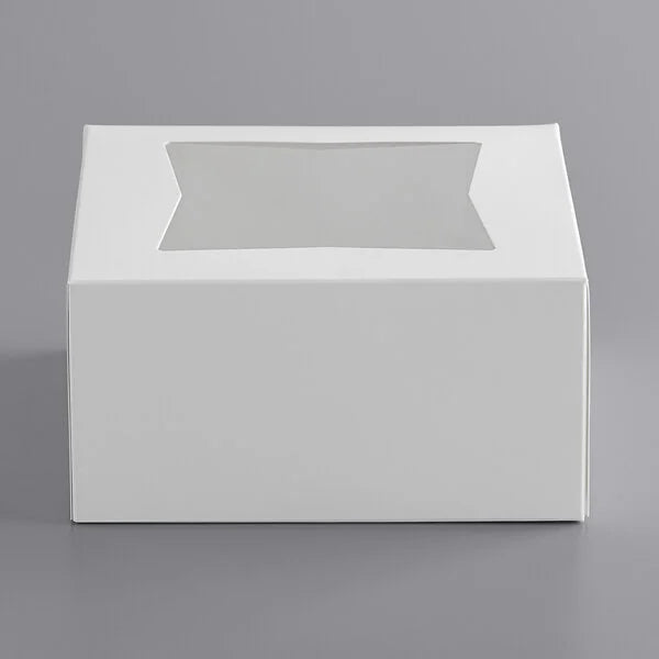Baker's Mark 6" x 6" x 3" White Auto-Popup Window Bakery Box - 200/Case