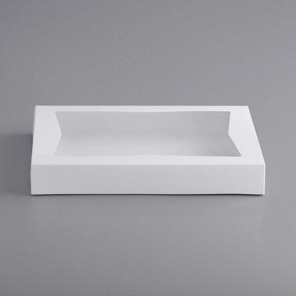 Baker's Mark 16" x 12" x 2 1/4" White Auto-Popup Window Donut / Bakery Box - 100/Case