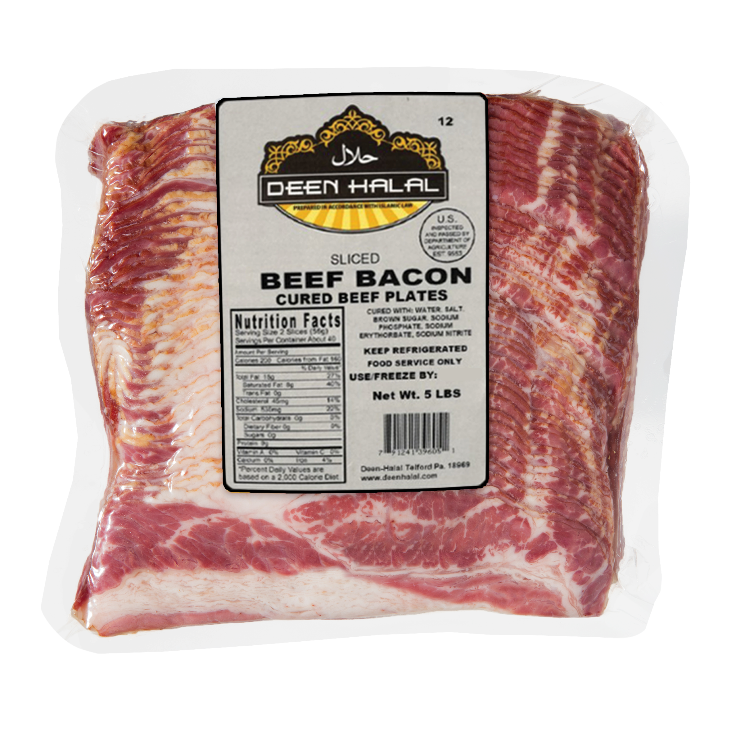 Deen Halal Beef Bacon 2/5lbs