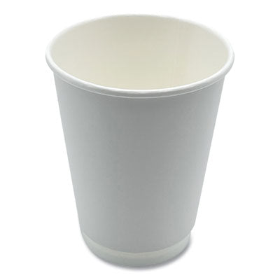 Jovials 12 oz White Double Wall Paper Hot Cups, 500/Case