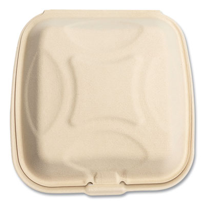 9x9x3.19 Tan Bamboo/Sugarcane Bagasse PFAS-Free Food Containers 200/Case