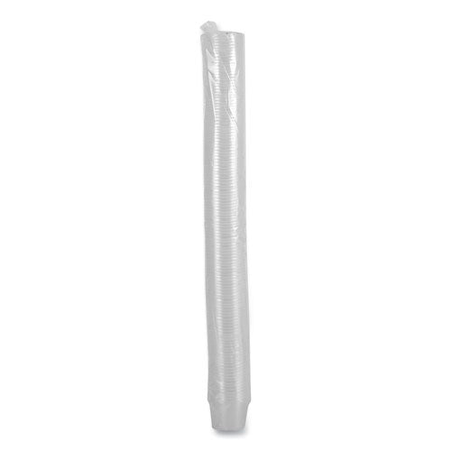 Shrink-wrapped sleeve of 1 oz clear polypropylene portion cups (50 cups per sleeve), packaged for bulk distribution.