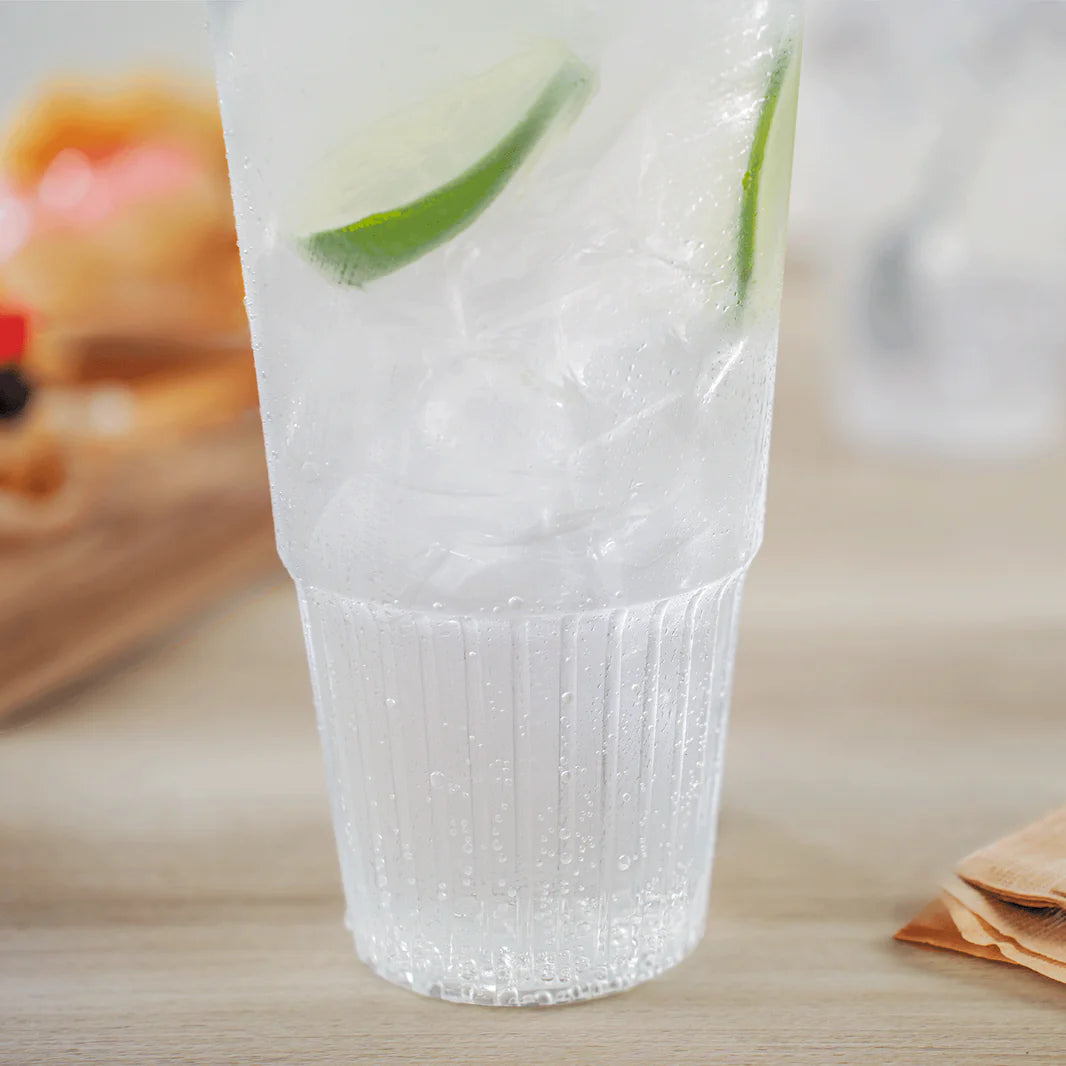 42 oz clear PP cold cup filled with iced citrus drink – crystal‑clear recyclable cup for smoothies and lemonades.
