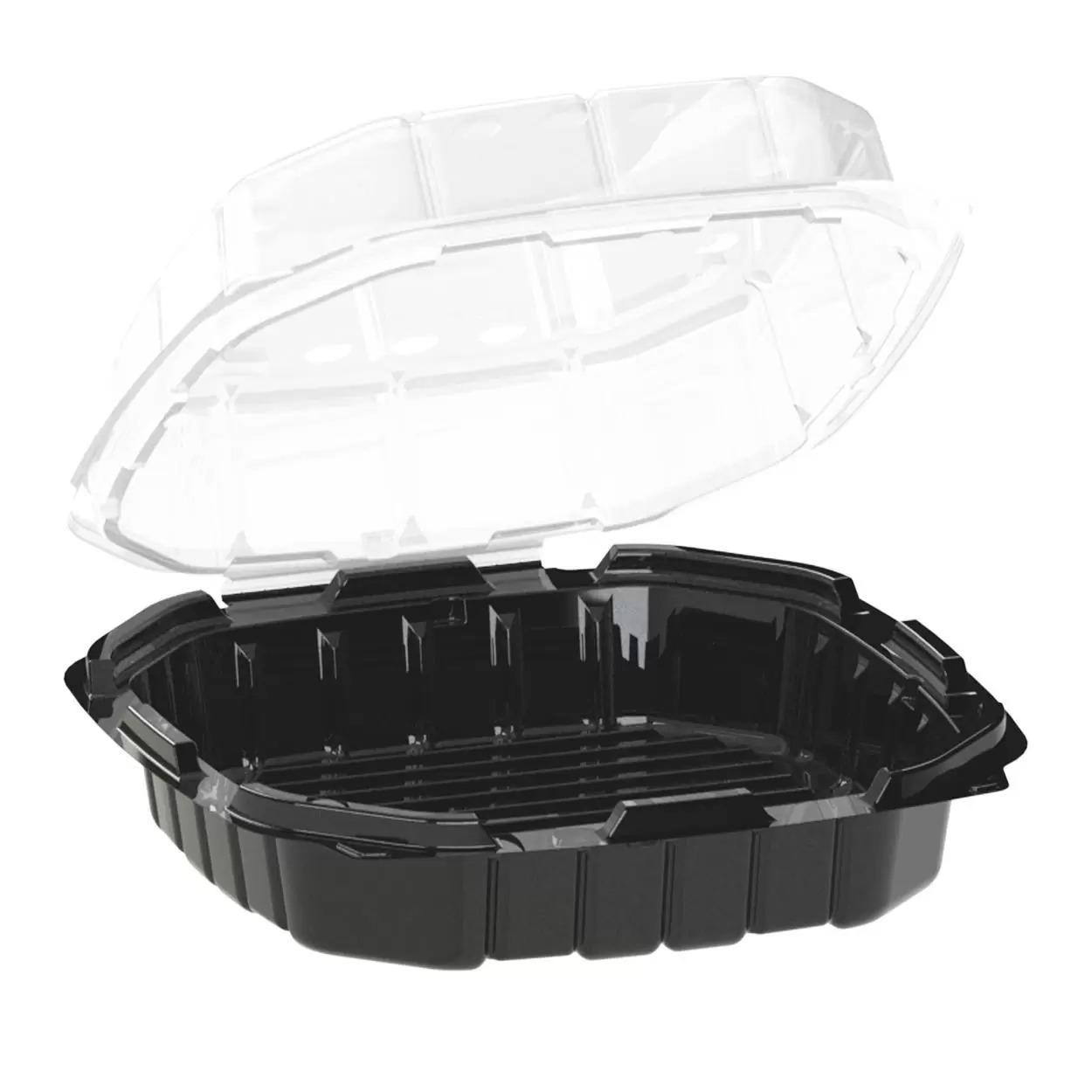 Anchor Packaging Crisp Food Technologies® 9x9x3 Black Base/Clear Top Hinged Container 100/Case