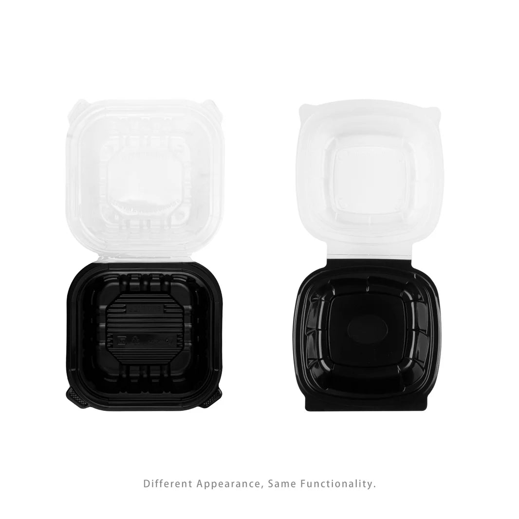 KARAT 6x6x3 Black Base Clear Top PP Containers 300/Case