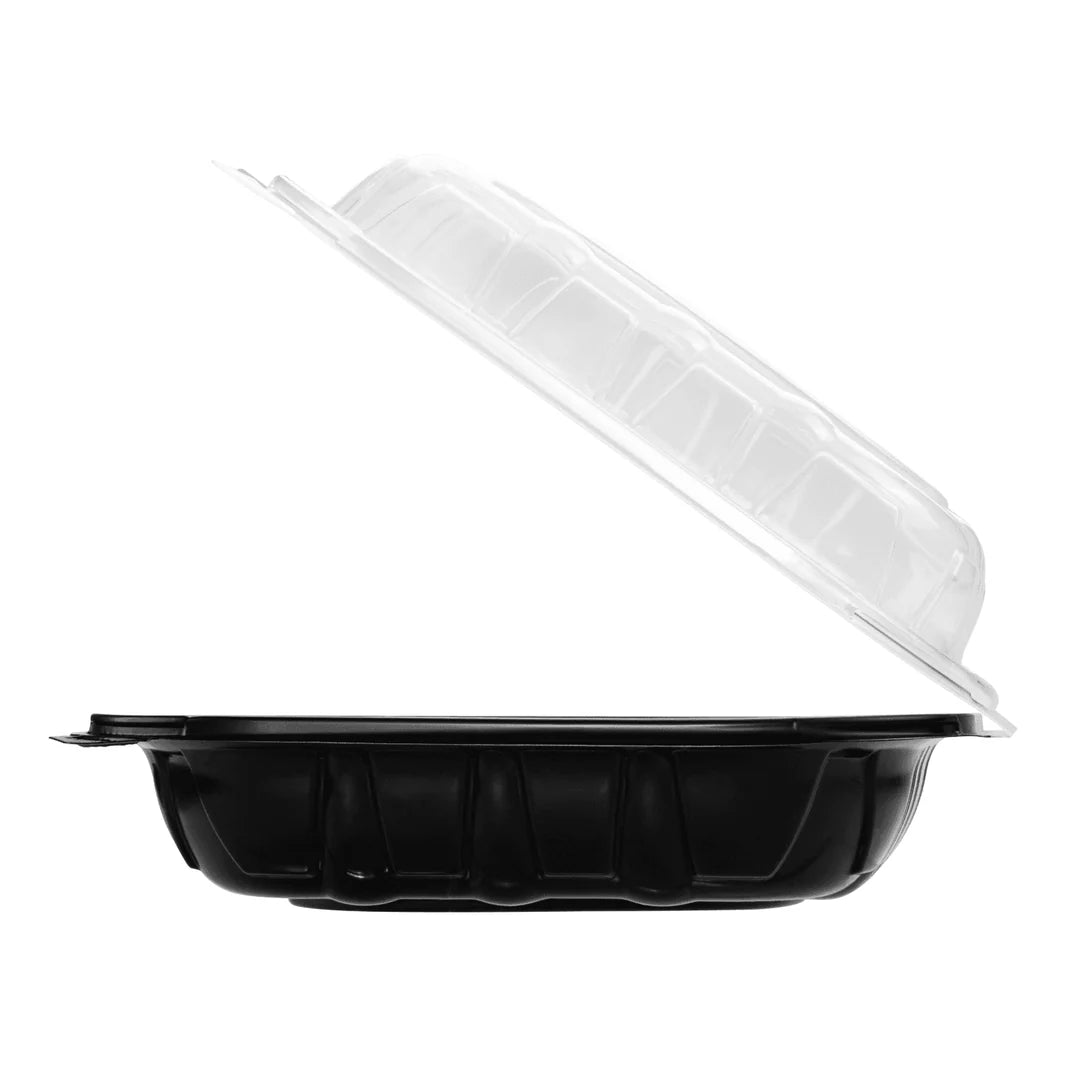 KARAT 9x9x3 Black Base Clear Top PP Containers 150/Case
