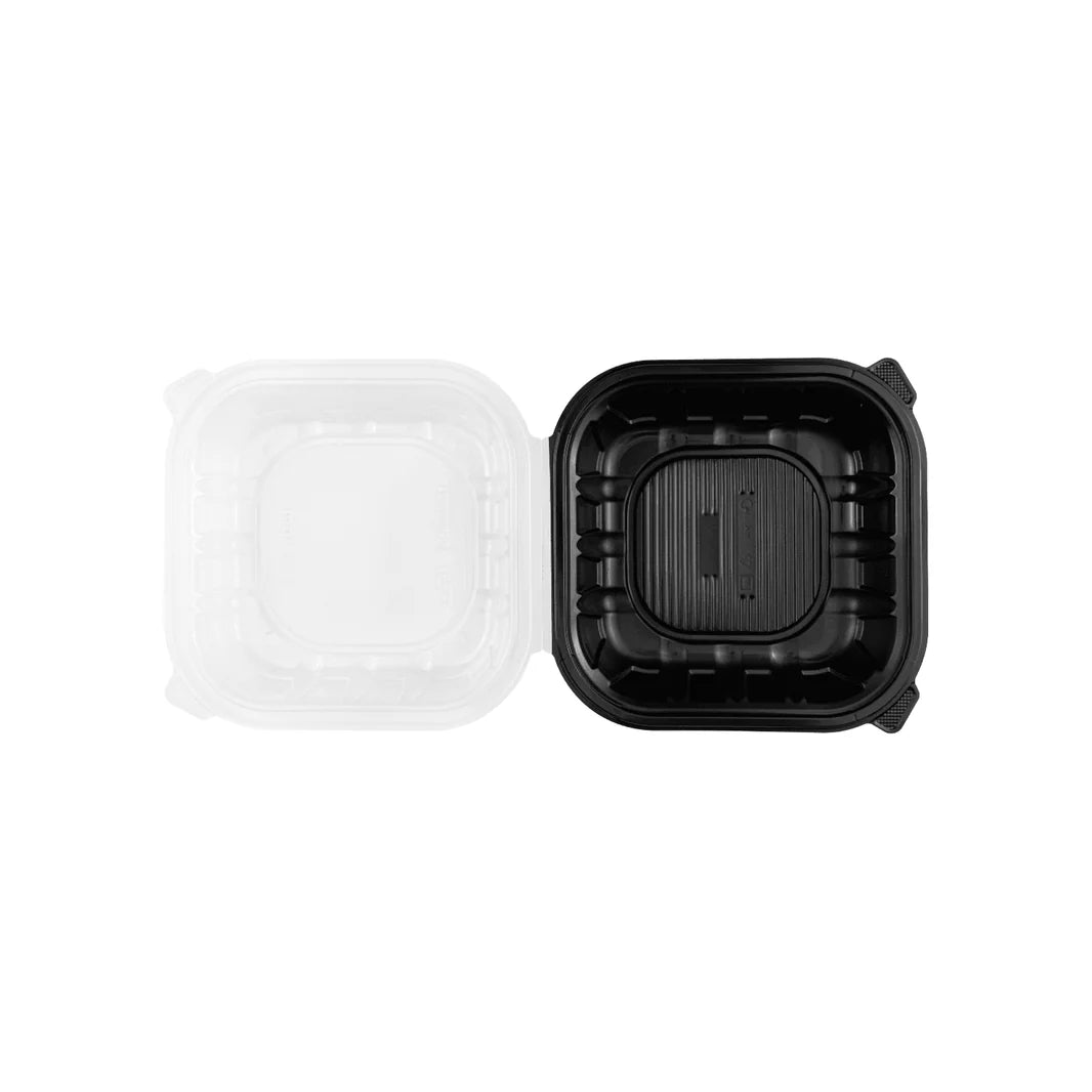 KARAT 9x9x3 Black Base Clear Top PP Containers 150/Case