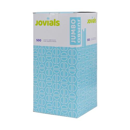 Jovials Jumbo 10.25" Black Plastic Straw 2,000/Case