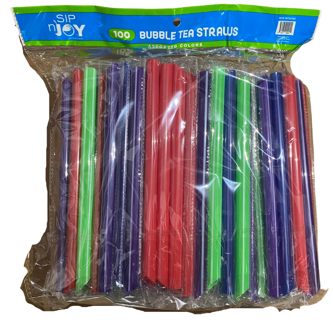 Sip n Joy Bubble Tea Individually Wrapped Plastic Straw Assorted Colors