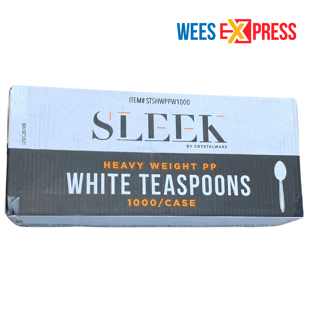 Sleek heavy Weight PP White Teaspoons 1,000/Case