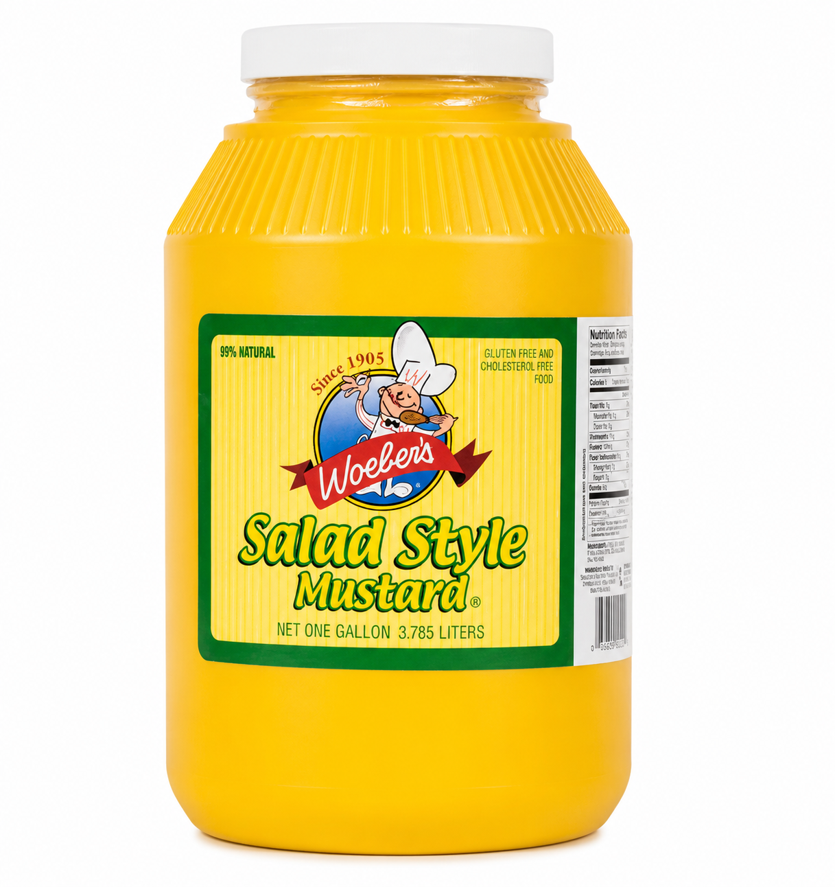 Woeber's 1 gallon yellow salad style mustard plastic container, 4/Case