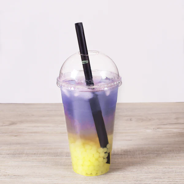 KARAT 9" Diagonal Cut Boba Straws Poly Wrapped, Black - 1,600 pcs