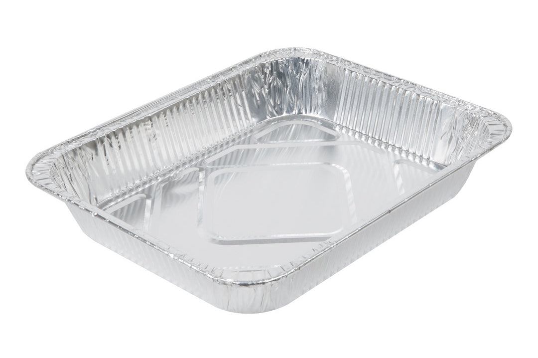 Crystalware FHSM100HD half-size medium silver aluminum foil steam table pan, 2 inch depth, 100 pans per case
