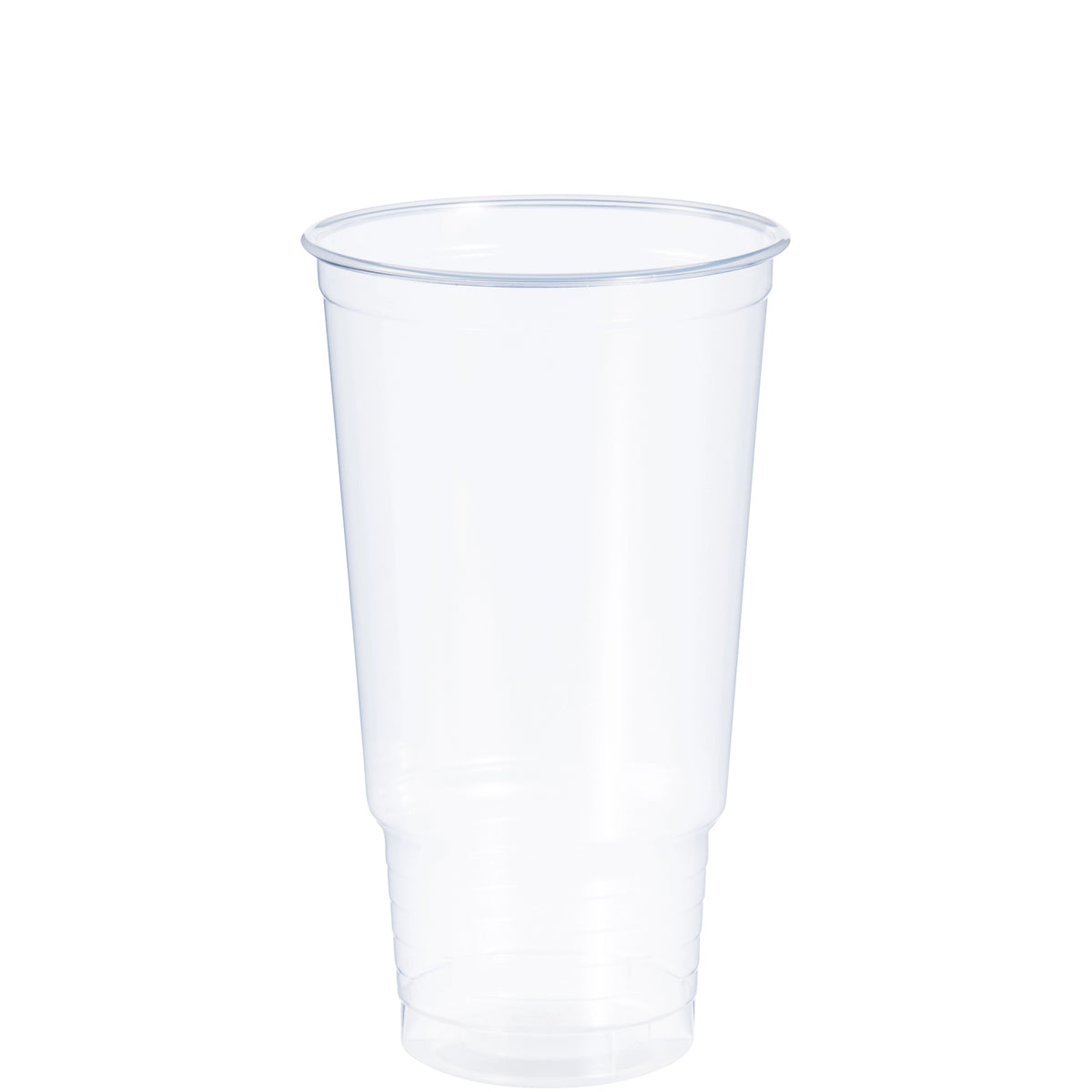 Dart 32P 32 oz clear polypropylene pedestal cold cup, unwrapped cup view, 500 per case