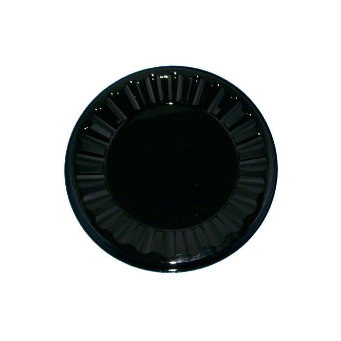 DFI CP-18 18-inch black plastic flat party tray with fluted rim, 50 trays per case