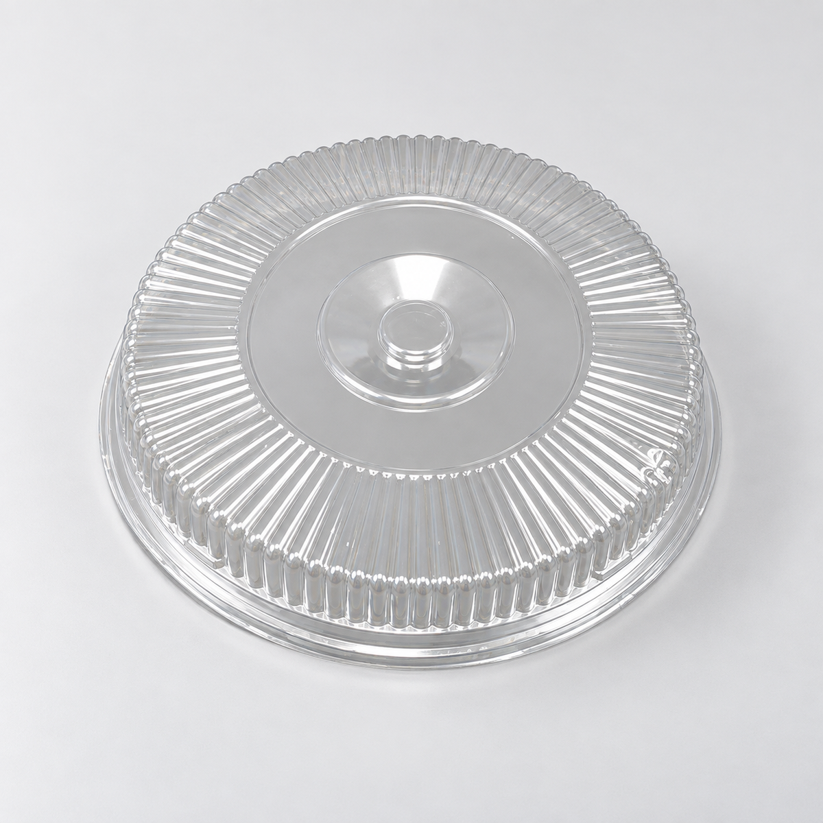 DFI DCS-921 clear catering dome lid showing the fluted sides and snap-on rim