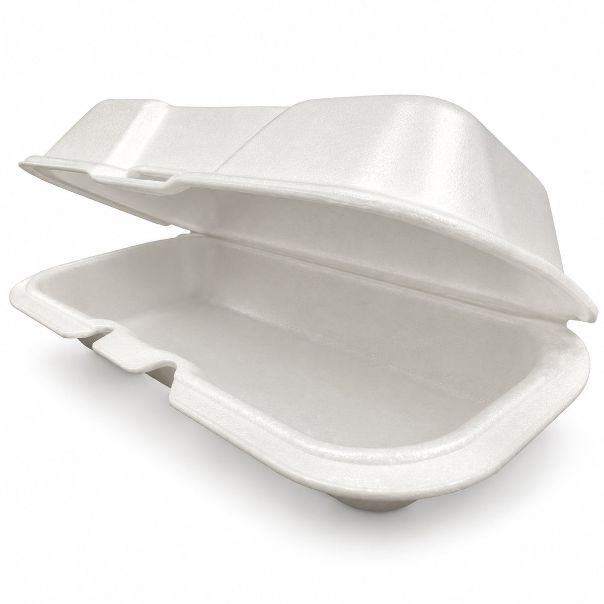Ecopax 622 foam hot dog container showing its single compartment and attached lid
