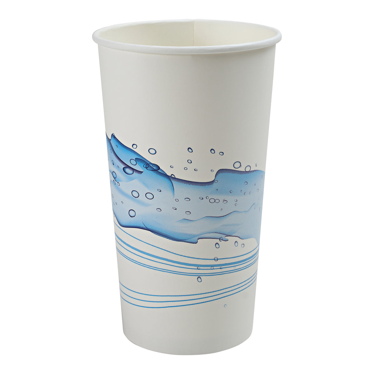 Empress ECC44-P 44 oz Cool Wave paper cold cup showing the rolled rim and empty interior