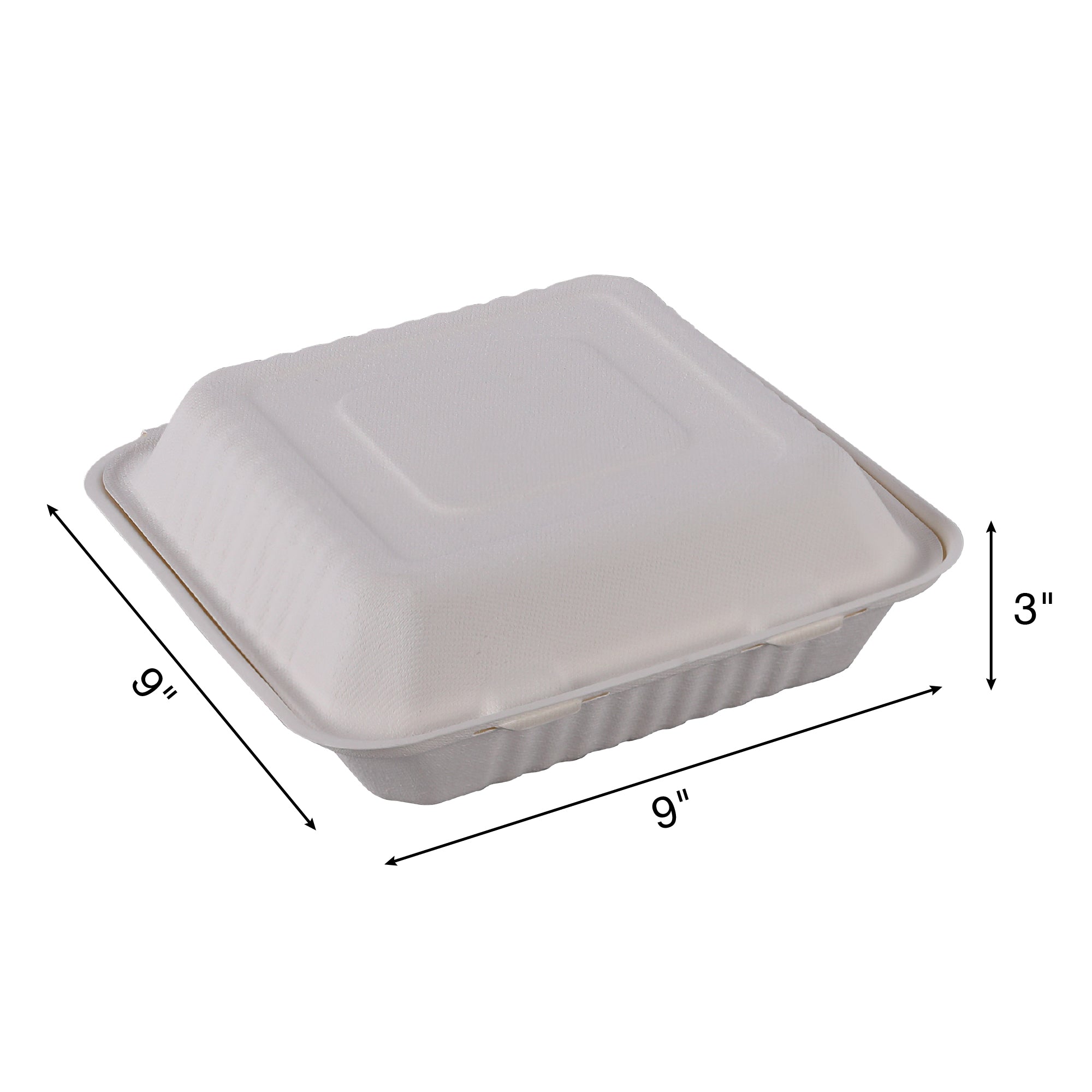 Empress EHL-91-PF hinged container dimensions 9 x 9 x 3 inches