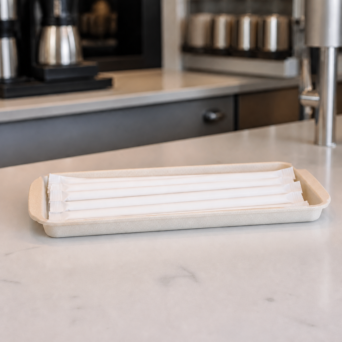 Empress 7.75-inch individually paper-wrapped jumbo straws arranged at a beverage counter