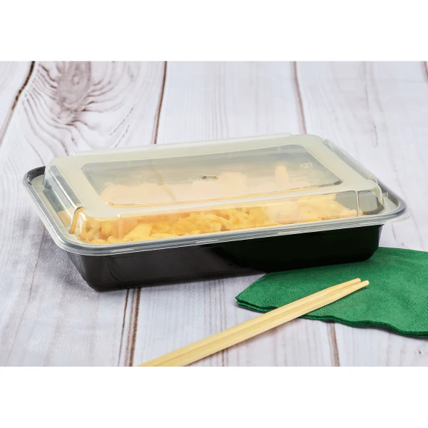 KARAT 28oz PP Plastic Microwavable Rectangle Container w/Lid Combo 150 Sets