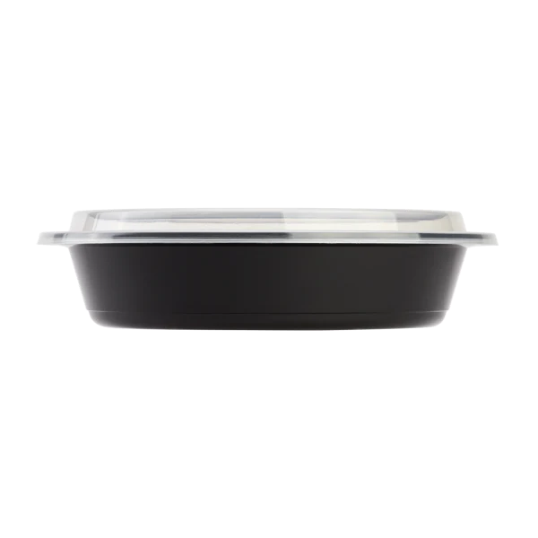 Karat 48 oz PP Plastic Microwavable Round Food Containers & Lids Black | 150/Case