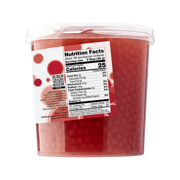 Tea Zone Pomegranate Popping Pearls 7lbs Jar