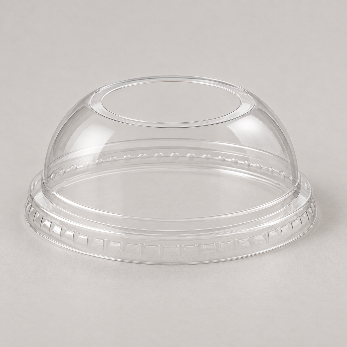 Jovials JVLID-DWH98 clear PET dome lid showing its wide top opening and 98 mm snap rim