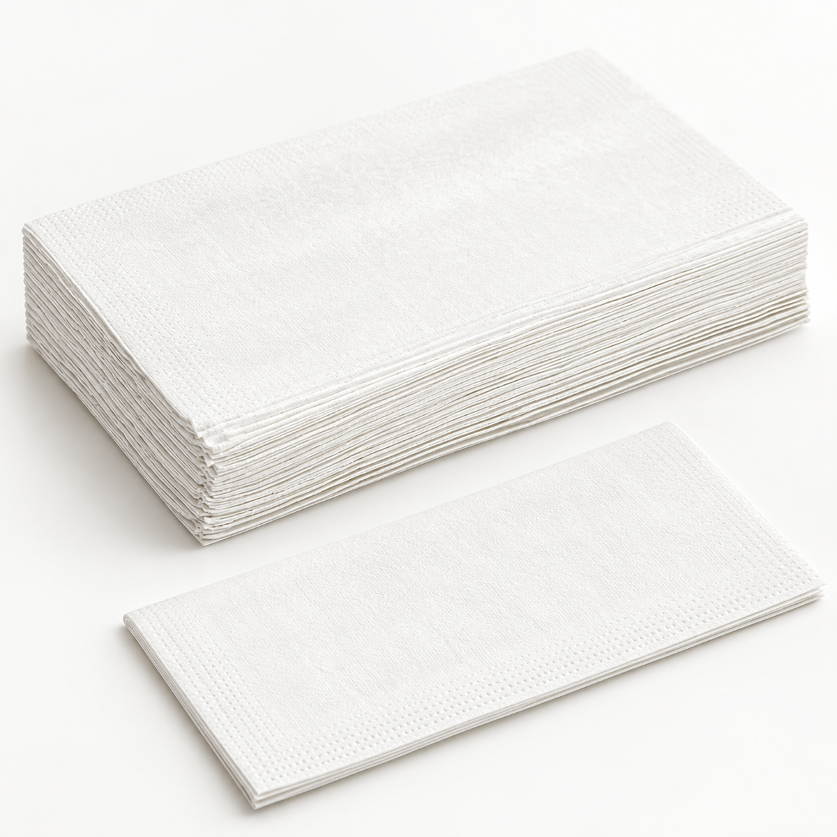 Morcon 3466 white 2-ply dinner napkins, folded paper detail in an AI-assisted product view