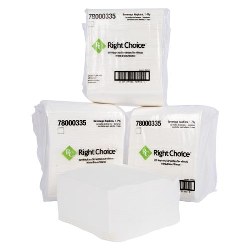 Right Choice 78000335 beverage napkins in 500-count packs, eight packs per case