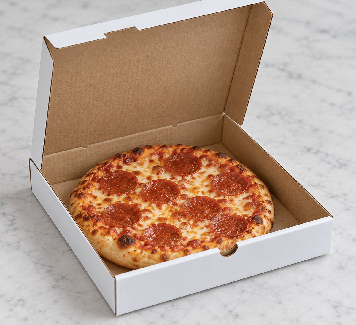 RiteBox PB0808 8 inch pizza box shown with a personal pizza; food not included