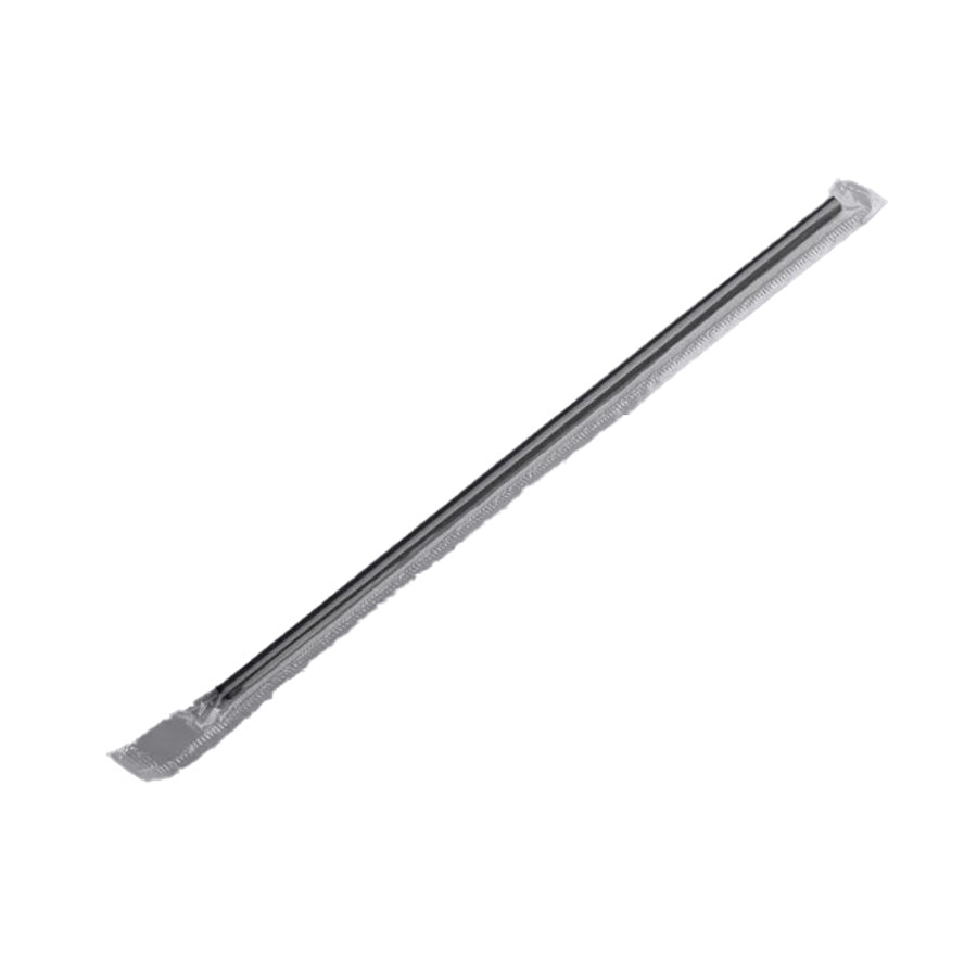 Value Source 480717 10.25-inch black jumbo straw in clear poly wrapper, 2,000 per case