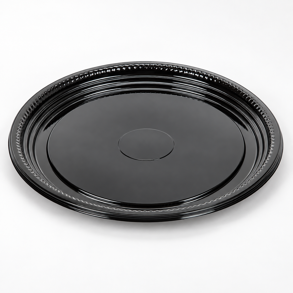 WNA A512PBL 12-inch black PET catering tray on a white background