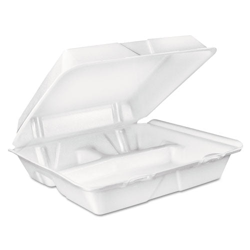 Dart 9x9 Foam Container, 3-Compartment, White