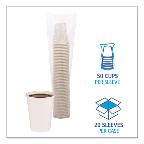 12oz, White Paper Hot Cups 1,000/Case