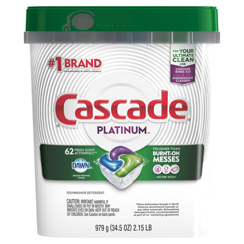 Cascade Platinum ActionPacs, Fresh Scent, 34.5 oz Tub, 62/Tub