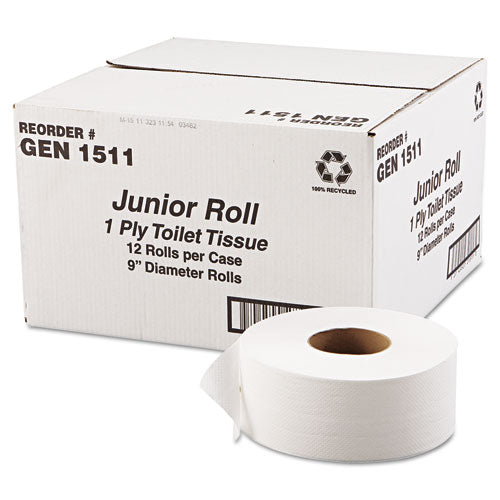 JRT Jumbo Bath Tissue, Septic Safe, 1-Ply, White, 3.5 x 1,200 ft, 12 Rolls/Carton