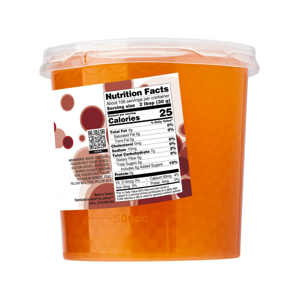 Tea Zone Passion Fruit Popping Pearls 7lbs Jar