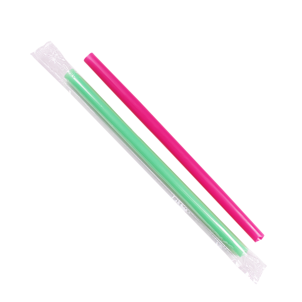 9'' Boba Straws (10mm) Poly Wrapped - Mixed Colors - 2,400 ct