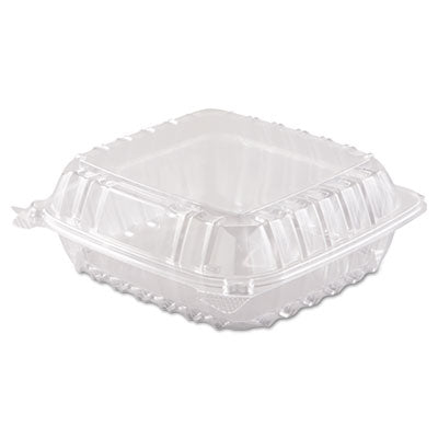 C90PST1 ClearSeal Hinged-Lid Plastic Containers, 8 3/10 x 8 3/10 x 3, Clear, 250/Carton